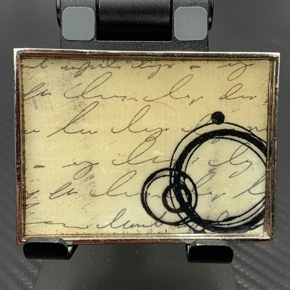 Abstract Script Belt‎ Buckle Silver Tone Rectangular Fashion Accessory Unused - Picture 1 of 4